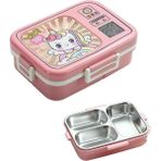 Çelik Desenli Beslenme Kutusu - 820 ml Renkli ve Eğlenceli Çocuk Beslenme Kabı (Pembe)