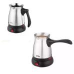 Çelik Elektrikli Cezve Türk Kahve Makinesi - 6Fincan=500Ml 360 Derece Kablosuz Kullanım 600W Scm-2992 (5433)