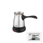 ÇELİK ELEKTRİKLİ CEZVE TÜRK KAHVE MAKİNESİ - 6FİNCAN=500ML 360° KABLOSUZ KULLANIM KATLANIR KULP SCM-9038 (4604)