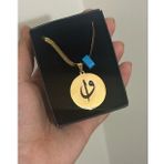 Çelik Elif ve vav arkasında nazar duası kolye büyük plakalı 60 cm italyan zincir