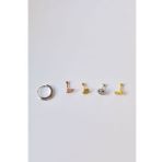 Çelik Gold-Rodyum Kaplama Çelik Tragus 5'li Küpe Kombin2