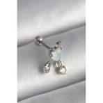 Çelik Gümüş Renk Beyaz Minelik Sallantı Zirkon Taş Detay Tragus Piercing