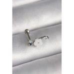 Çelik Gümüş Renk Zirkon Taş Detay Beyaz Çiçek Model Tragus Piercing