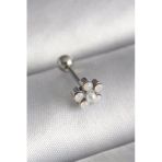 Çelik Gümüş Renk Zirkon Taşlı Çiçek Model Tragus Piercing