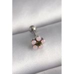 Çelik Gümüş Renk Zirkon Taşlı Çiçek Tragus Piercing