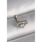 Çelik Gümüş Renk Zirkon Taşlı İğne Tragus Piercing