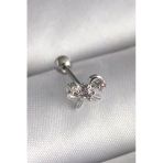 Çelik Gümüş Renk Zirkon Taşlı Kurdele Tragus Piercing