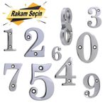 Çelik Kapı Numarası 5 Cm Parlak Krom (Rakam Seçin)