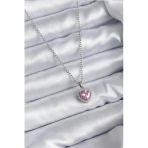 Çelik Mavi Kristal Kalp Kolye Silver Okyanusun Kalbi Pembe