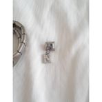 Çelik N Harfli Zirkon Taşlı Italyan Charm