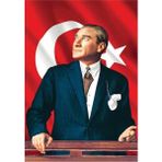 Çelik Online Atatürk Poster 50x75 cm Bayrak Renkli Dijital Baskı ile Üretilmiştir
