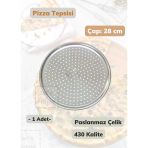 Çelik Pizza Tepsisi 28 Cm Paslanmaz Çelik Tepsi