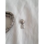 Çelik R Harfli Zirkon Taşlı Italyan Charm