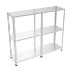 Çelik Raf Burada Çelik Raf Burada 3 Katlı 2 Li Bitişik Çelik Galvaniz Arşiv Depo Kiler Rafı DX51 Kalite - 59x75x150