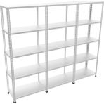 Çelik Raf Burada Çelik Raf Burada 5 Katlı 3 Lü Bitişik Çelik Galvaniz Arşiv Depo Kiler Rafı DX51 Kalite - 31x93x200