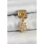 Çelik Sallantılı Zirkon Taşlı Yıldız Model Gold Renk Nomination Charm