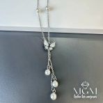 Çelik Sedef Taşlı İncili Kolye - Kl0170
