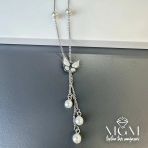 Çelik Sedef Taşlı İncili Kolye