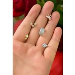 Çelik Üç Renkli 5'li Kombinli Tragus Küpe Model1