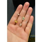 Çelik Üç Renkli 5'li Kombinli Tragus Küpe Model3