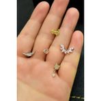 Çelik Üç Renkli 5'li Kombinli Tragus Küpe Model5