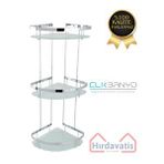 Çelik Zerrin Camlı 3’lü 19x19 Cm Şampuanlık Banyo Rafı Süngerlik Gümüş