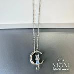 Çelik Zirkon Taşlı Kedili Kolye - Kl0161