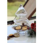 ÇELİKAY Çam Ağacı Şeklinde Kapaklı Cam Kurabiyelik & Şekerlik Drajelik 24x15cm