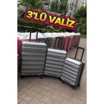 Çelikay Orta Büyük ve Küçük Boy 3'lü Valiz Seti - Gri