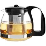 Çelikay Siyah Süzgeçli Yakut Cam Demlik 1250 ml Çaycı Demliği Kahve ve Bitki Çayı Potu Çelik