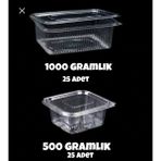 Çeliker Plastik Sızdırmaz Kap 500 gr - 1000 gr Kullan At Tek Kullanımlık Kapaklı Kase 2 Li Set - 25 Lİ - Şeffaf