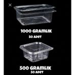 Çeliker Plastik Sızdırmaz Kap 500 gr - 1000 gr Kullan At Tek Kullanımlık Kapaklı Kase 2 Li Set - 50 Lİ - Şeffaf