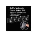 ÇELİKONLİNE Şeffaf Vakumlu Duvar Askısı 5’li – Yapışkanlı Pratik Askı Kanca – Delmeden Montaj, Suya Dayanıklı