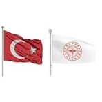 ÇELİKONLİNE-Türk Bayrağı + Sağlık Bakanlığı Bayrak 100X150 Raşel Kumaş