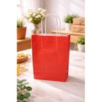 ÇELİKPENÇE Kraft Kağıt Çanta, Büküm Saplı, 18x24x8 cm, Hediyelik Butik Mağaza Poşeti, 25 Adet (Kırmızı)