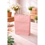 ÇELİKPENÇE Kraft Kağıt Çanta, Büküm Saplı, 18x24x8 cm, Hediyelik Butik Mağaza Poşeti, 25 Adet (Pembe)