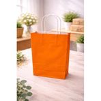 ÇELİKPENÇE Kraft Kağıt Çanta, Büküm Saplı, 25x31x12 cm, Hediyelik Butik Mağaza Poşeti, 25 Adet (Turuncu)