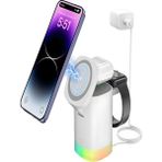 ÇELİKWORK 15W Manyetik 3'ü 1 Arada Hızlı Kablosuz Rgb Şarj Cihazı - Beyaz