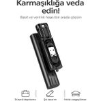 ÇELİKWORK 7 in 1 Çok İşlevli Type-C USB Micro Lightning Dönüştürücü Seyahat Seti – iPhone Android PC - Siyah