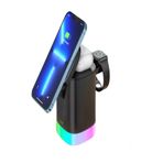 ÇELİKWORK AW013 15 3-in-1 Kablosuz Mıknatıslı RGB Işıklı Saat, Telefon ve AirPods Şarj Standı