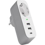 ÇELİKWORK FTR017 3 in 1 Termal Akım Korumalı 2 Usb-A 1 Soket 3680W 1 Pd Type-C Çoklayıcı Priz - Beyaz