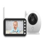 ÇELİKWORK Gece Görüş Full Hd Tf Kart Giriş Wi-Fi 2.4g, Monitörlü Beyaz Akıllı Bebek Kamerası Babyfoon