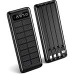 Çelikwork Güneş Enerjili 2USB MİKRO Lightning ıPhone Type-c Kablolu 10000 mAh Siyah Powerbank
