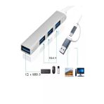 çelikwork inspiring technology FH-6 Metalik 4İN 1 USB + Type-C Çevirici, USB 3.0 Hızlı Klavye-Mouse Data Çoklayıcı HUB