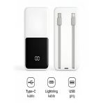 ÇELİKWORK PW-95 PD 22.5W HIZLI ŞARJ LCD Kendiliğinden Type-c Lightning Kablolu 1Usb-A Girişli Powerbank