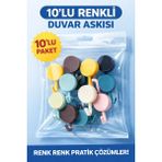 Celısse 10 Adet Renkli Kendinden Yapışkanlı Banyo ve Mutfak Askılık Banyo Düzenleyici Duvar Dolap Askısı - Çok Renkli