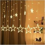Celisse 8 Fonksiyonlu Dekoratif Yıldız LED 12 Sarkıt Yıldızlı 138 LED Işık Dekoratif Saçak LED Perde LED - 3 m - Gün Işığı