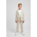 Çelix Kids Erkek Çocuk Ekru Çizgili Blazer Ceket Pantolon ve Tshirt 3lü Takım - 10 Yaş
