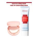 Cell Fusion C Aquatica Tüm Cilt Tipleri Için Yüksek Koruyucu Ve Tone Up Cusion Güneş Kremi Seti