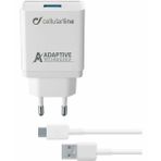 Cellularline 15 W Kablo Adaptör Beyaz Type-C Seyahat Şarjı